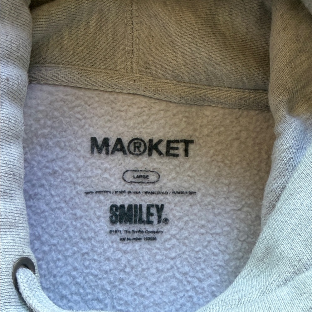 Heather Grey Hooded Sweatshirt with Yellow Smile Patch - Picture 5 of 7